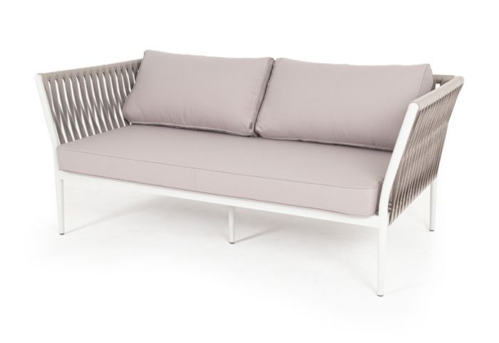 "Касабланка" диван 2-местный плетеный из роупа, каркас алюминий светло-серый (RAL7035) муар, роуп се