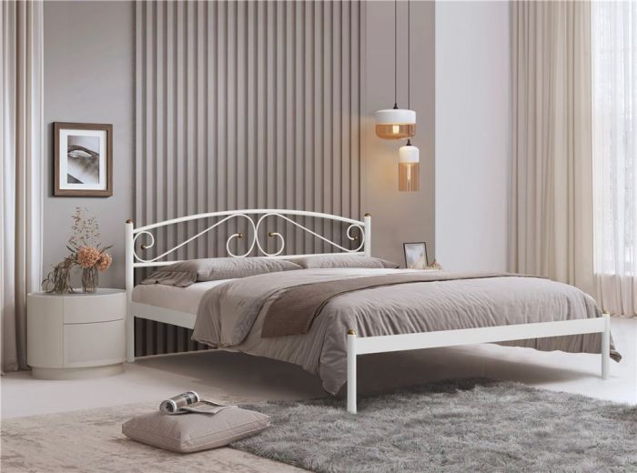Кровать двуспальная Флоренция | 160х200 | металлическое основание | Белый |