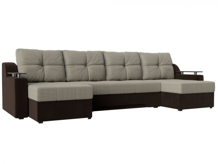 112420 П-образный диван Сенатор | Корфу | Микровельвет | Корфу 02 | коричневый