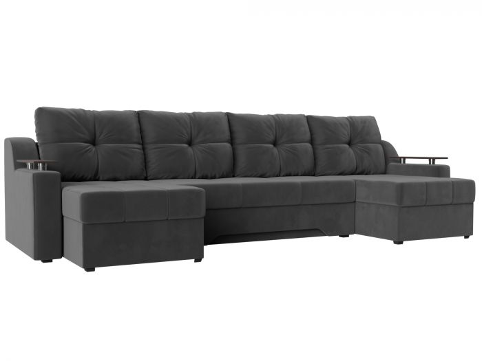 112393 П-образный диван Сенатор | Велюр | Серый