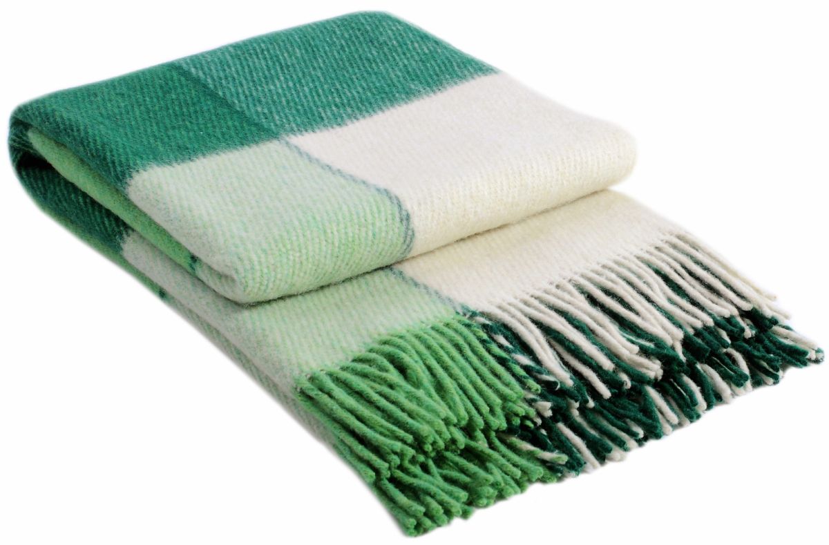 01-03 Бел-салат-зел 140х200 Эльф плед новозеланд. шерсть