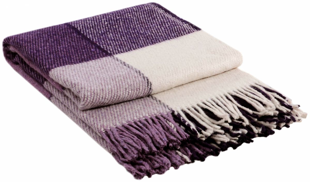 01-04 Бел-лил-слив 140х200 Эльф плед новозеланд. шерсть