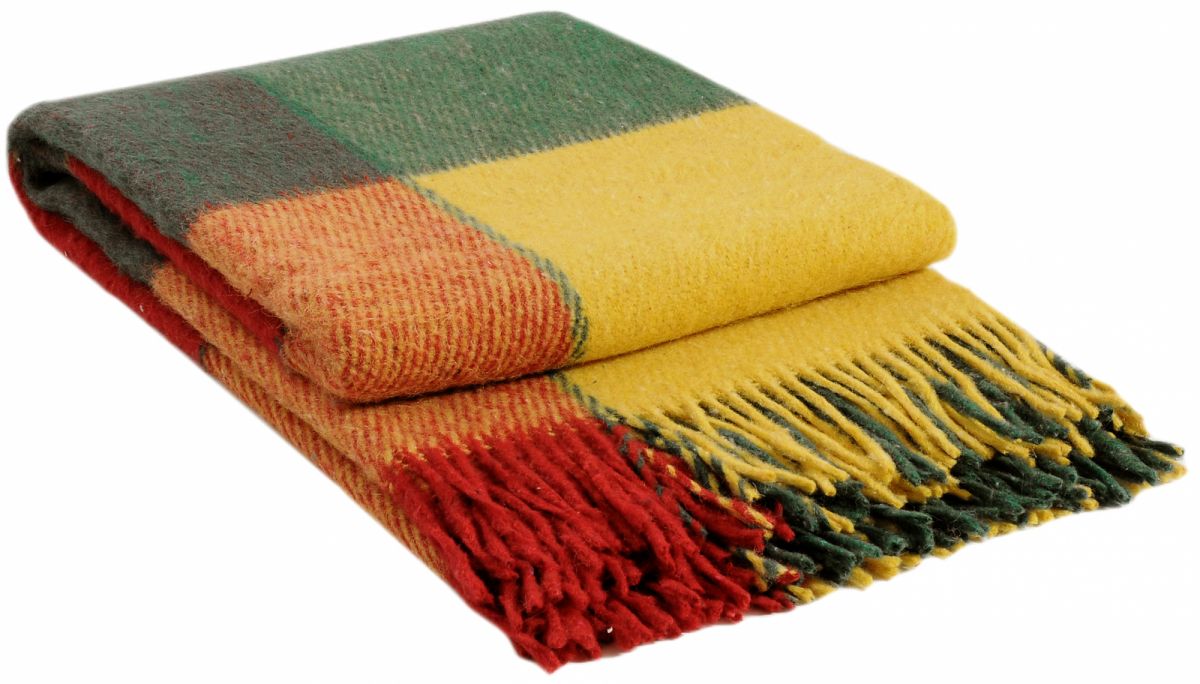 01-08 Желт-зел-красн 140х200 Эльф плед новозеланд. шерсть