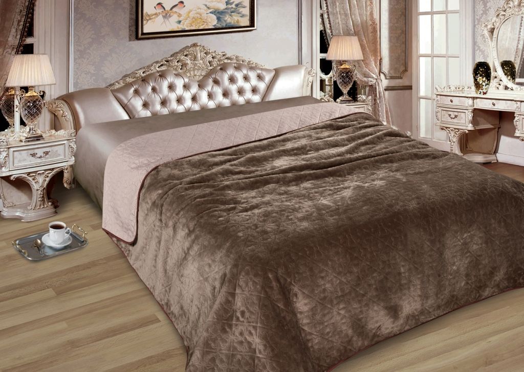 01 250х225 Элит+Мех Однотонное комбинированное ультрастеп Покрывало Марианна