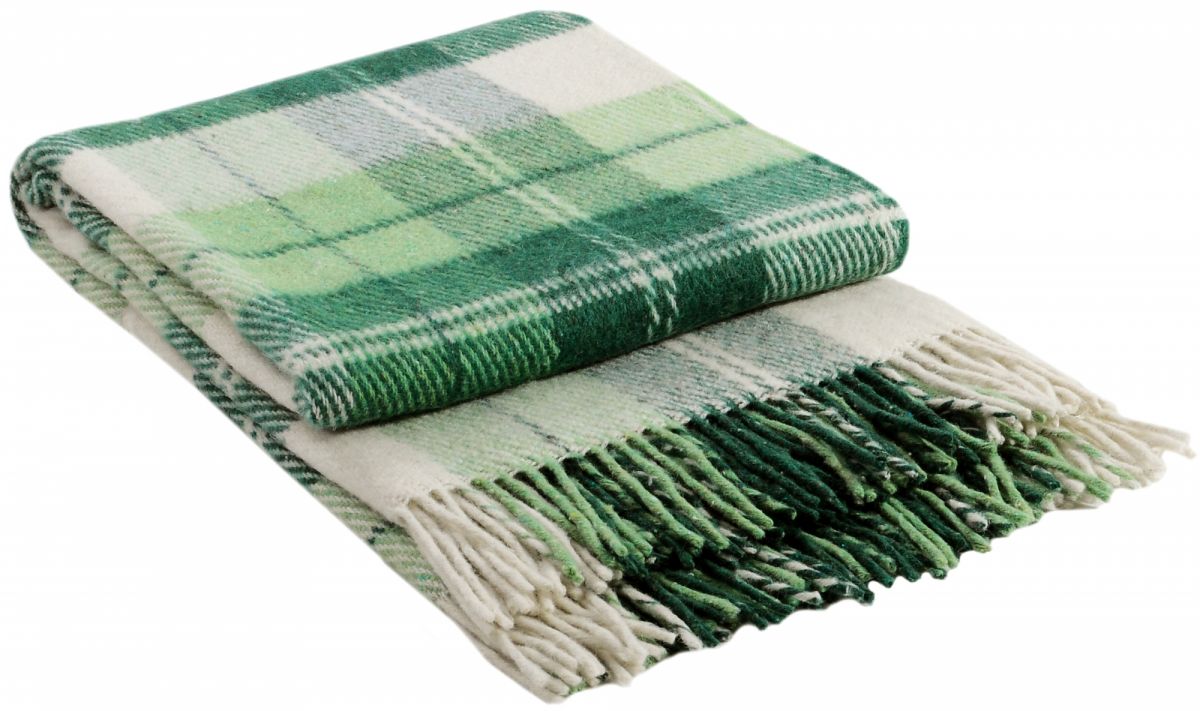 02-03 Бел-салат-зел 140х200 Эльф плед новозеланд. шерсть