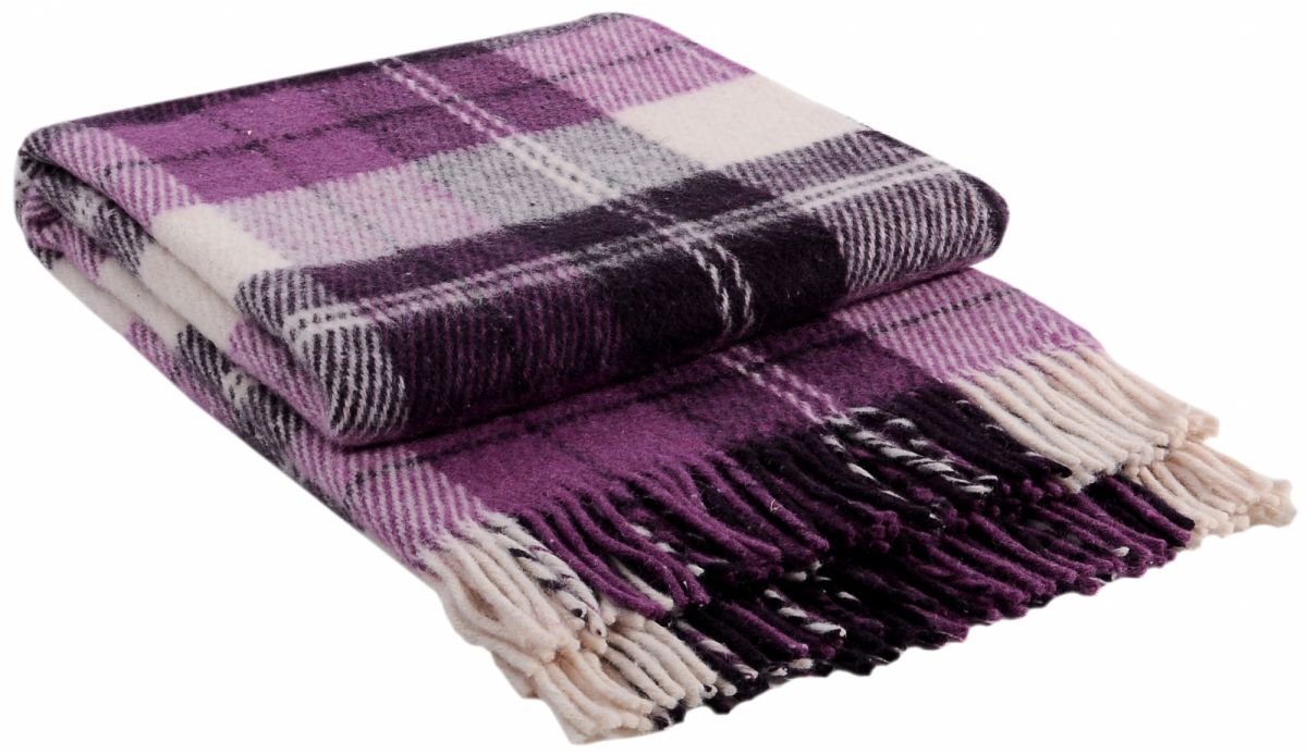 02-04 Бел-лил-слива 170х210 Эльф плед новозеланд. шерсть