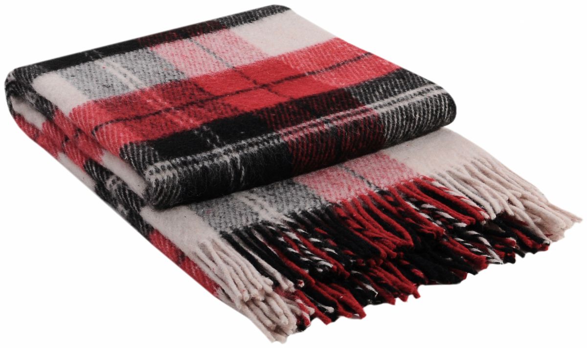 02-07 Бел-красн-черн 170х210 Эльф плед новозеланд. шерсть