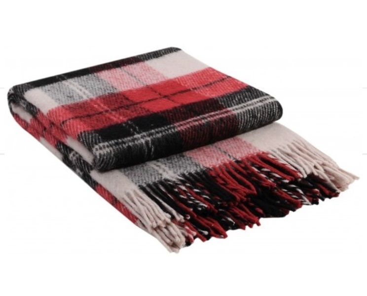 02-07 Бел-красн-черн 200х220 Эльф плед новозеланд. шерсть