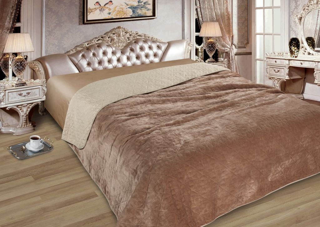 03 250х225 Элит+Мех Однотонное комбинированное ультрастеп Покрывало Марианна