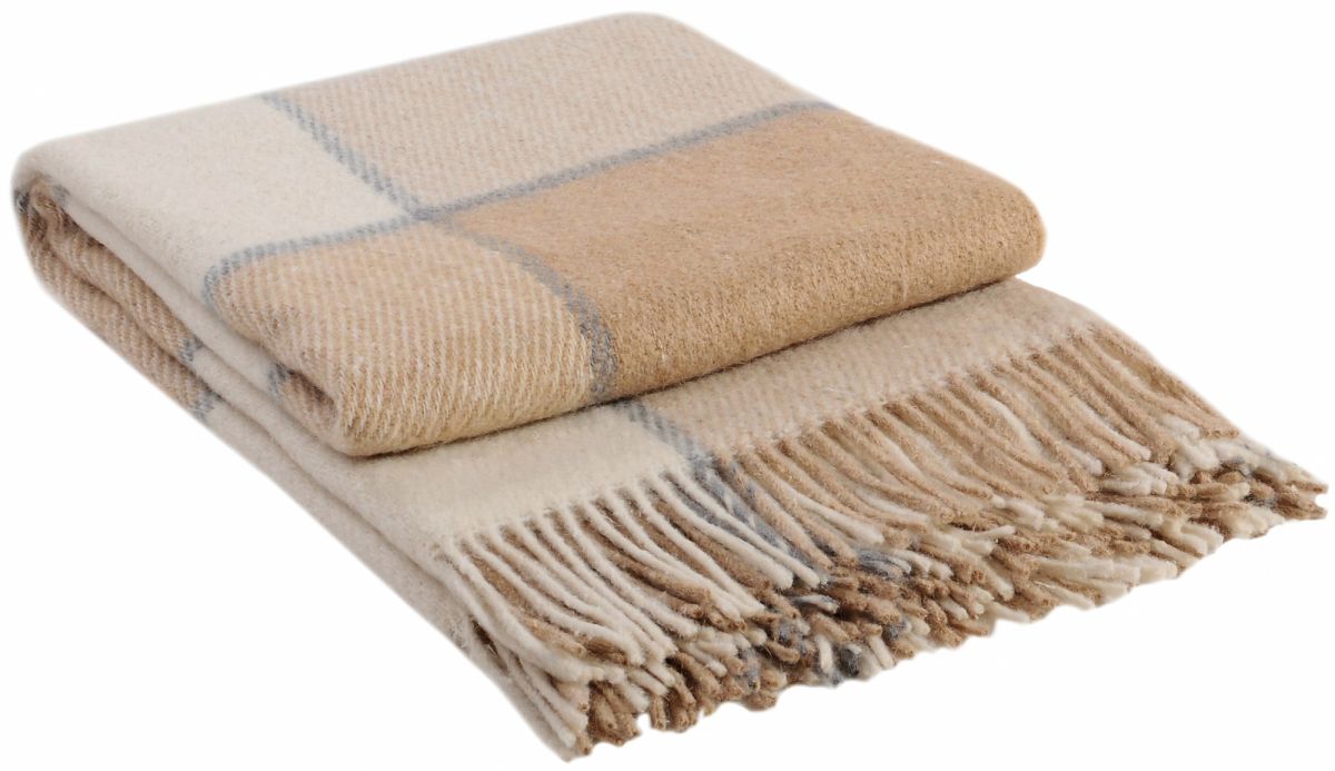 04-01 Бел-беж-сер 140х200 Эльф плед новозеланд. шерсть