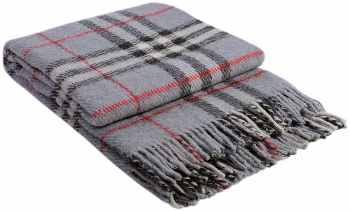 06-03 сер-т.сер-бел-красн 140х200 Эльф плед новозеланд. шерсть