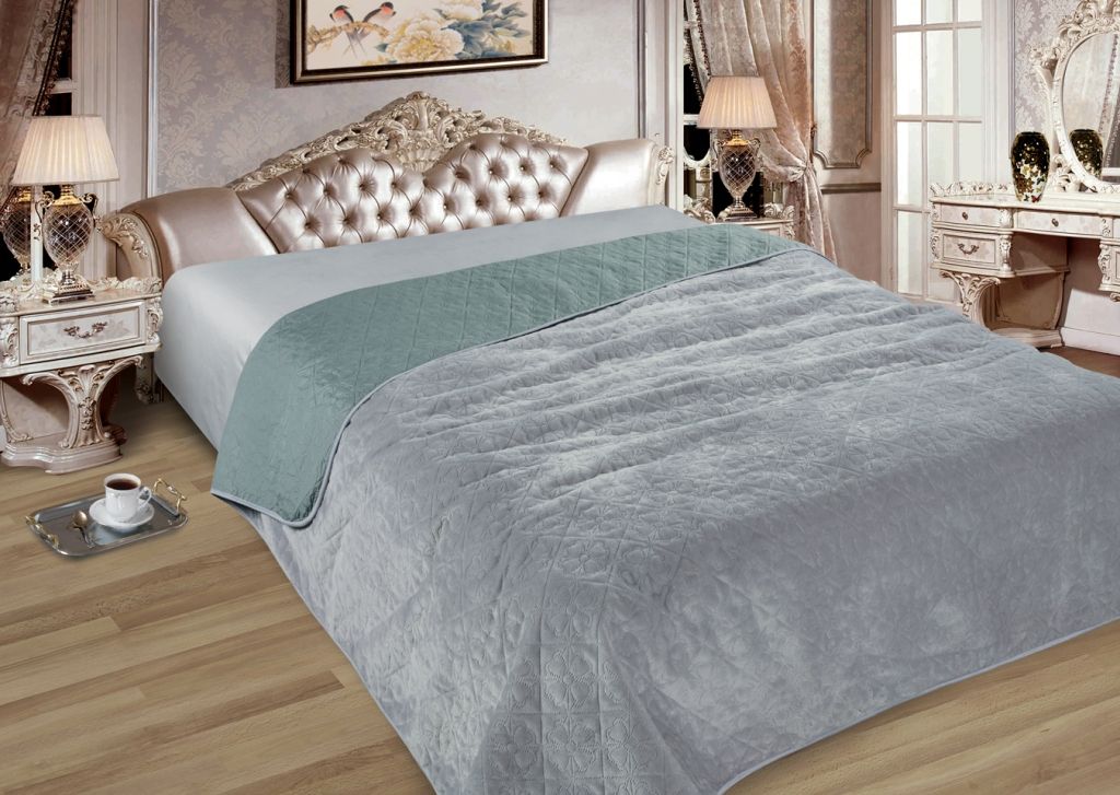 07 250х225 Элит+Мех Однотонное комбинированное ультрастеп Покрывало Марианна