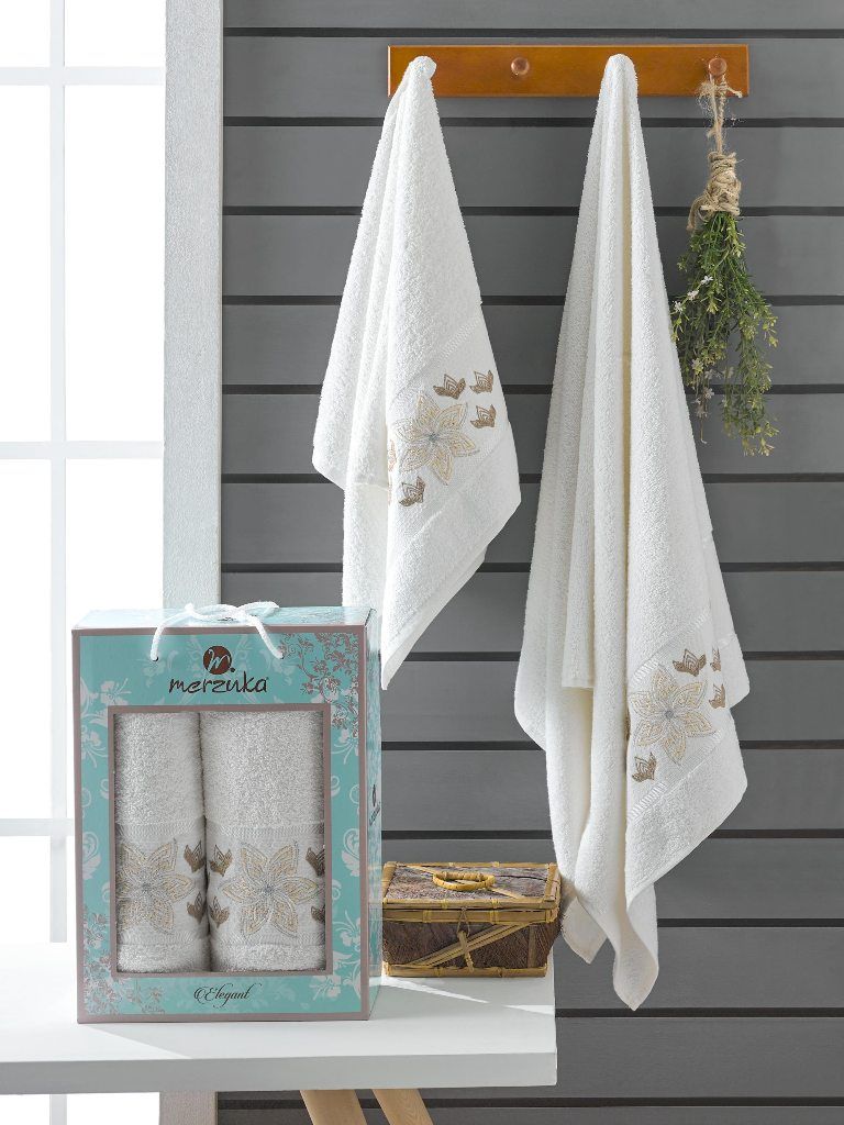 10165 Кремовый ELEGANT (50х90+70х140 ) в коробке Набор полотенец MERZUKA