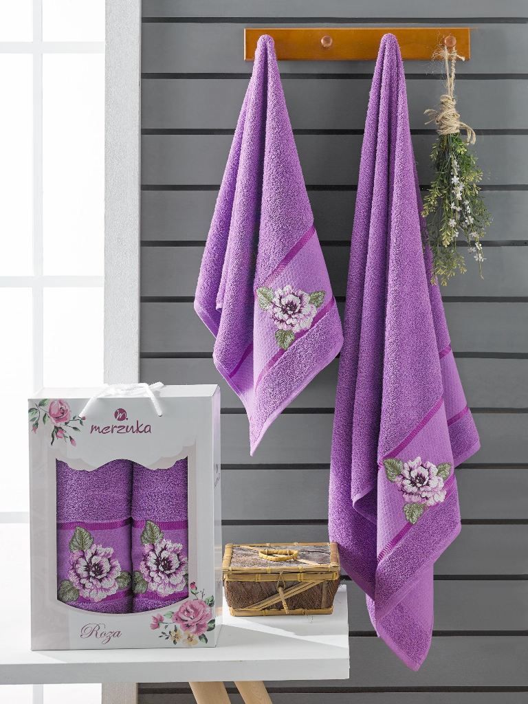 10171 Фиолетовый ROZA (50х90+70х140 ) в коробке Набор полотенец MERZUKA