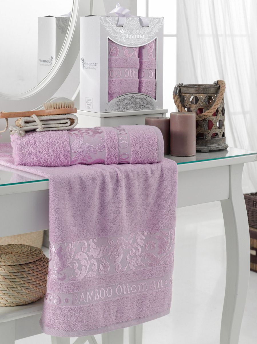 10803 Лиловый OTOMAN Бамбук (50х90+70х140 ) в коробке набор полотенец JUANNA