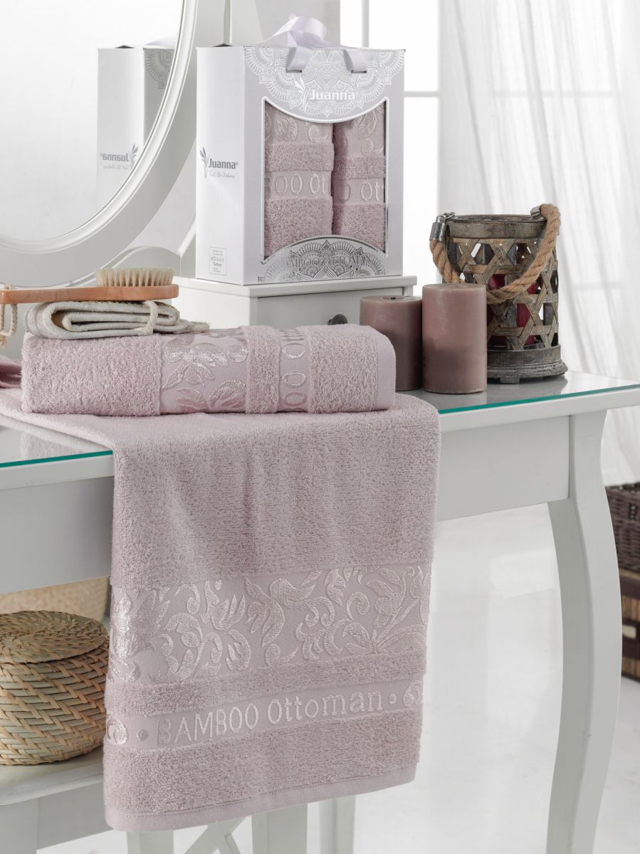 10803 Светло-лиловый OTOMAN Бамбук (50х90+70х140 ) в коробке набор полотенец JUANNA