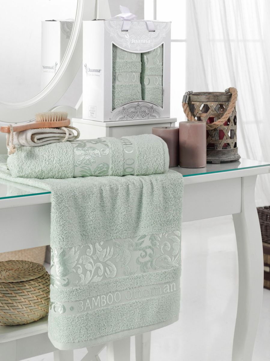 10803 Зеленый OTOMAN Бамбук (50х90+70х140 ) в коробке набор полотенец JUANNA