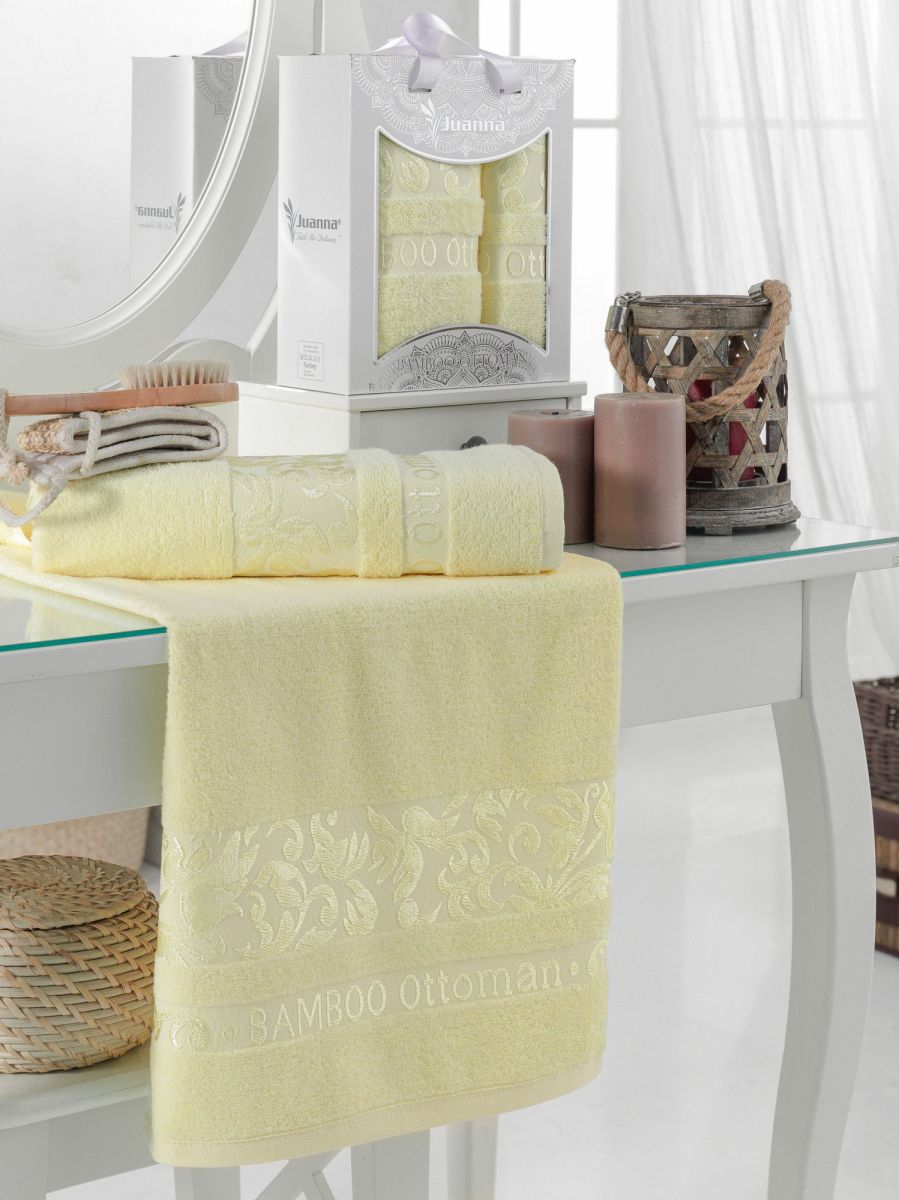 10803 Желтый OTOMAN Бамбук (50х90+70х140 ) в коробке набор полотенец JUANNA