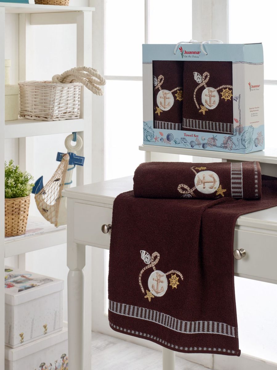 10903-Коричневый CAPA (50х90+70х140 ) в коробке набор полотенец JUANNA