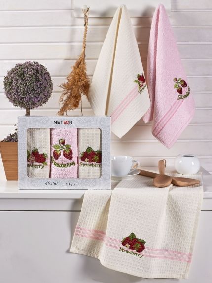 11008 MIMOZA CILEK Махра-Вафля (40х60)х3шт в коробке Набор кухонный Метеор