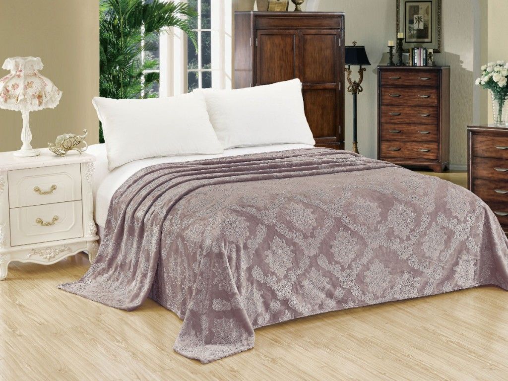 180-096-pv Венеция 180х200 однотонный с тиснением микрофибра плед AlViTek