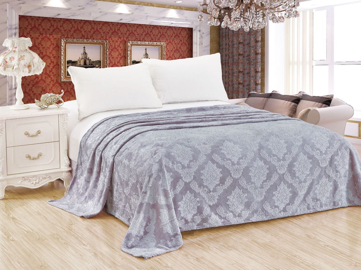 180-099-pv Венеция 180х200 однотонный с тиснением микрофибра плед AlViTek