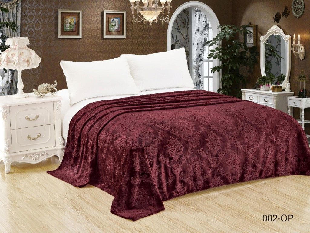 200-002-pv Венеция 200х220 однотонный с тиснением микрофибра плед AlViTek