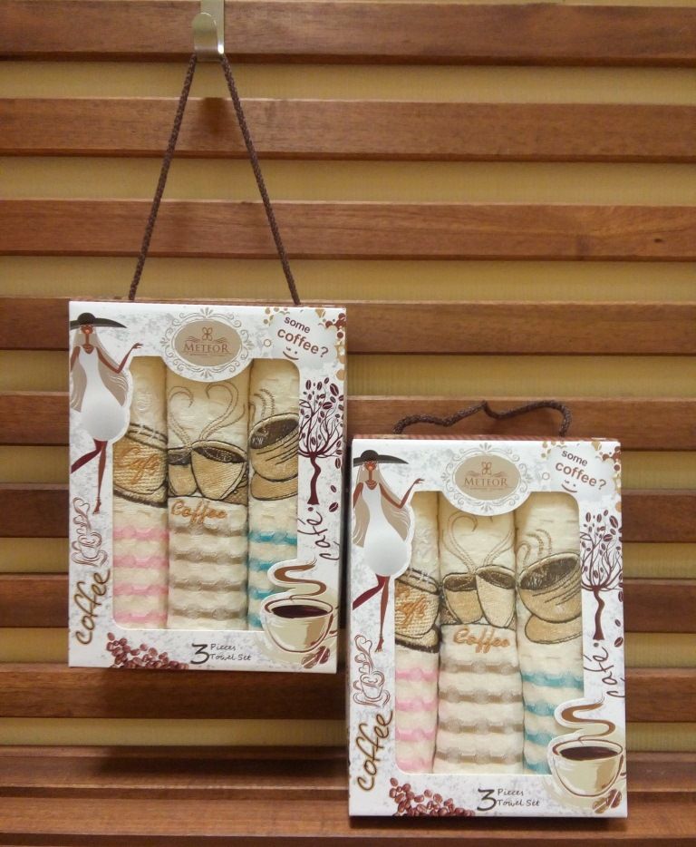 8280 Кофе В Крупная (40х60)х3шт в коробке Набор кухонный Метеор