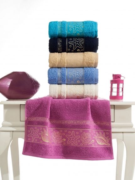 9135 YILDIZ Хлопок 70х140 (6) 480гр. полотенце TWO DOLPHINS