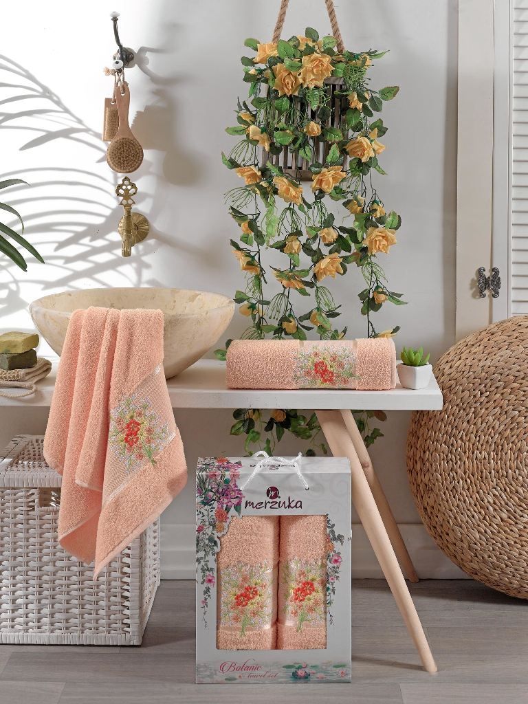 9230 Оранжевый BOTANIK (50х80+70х130 ) в коробке Набор полотенец MERZUKA