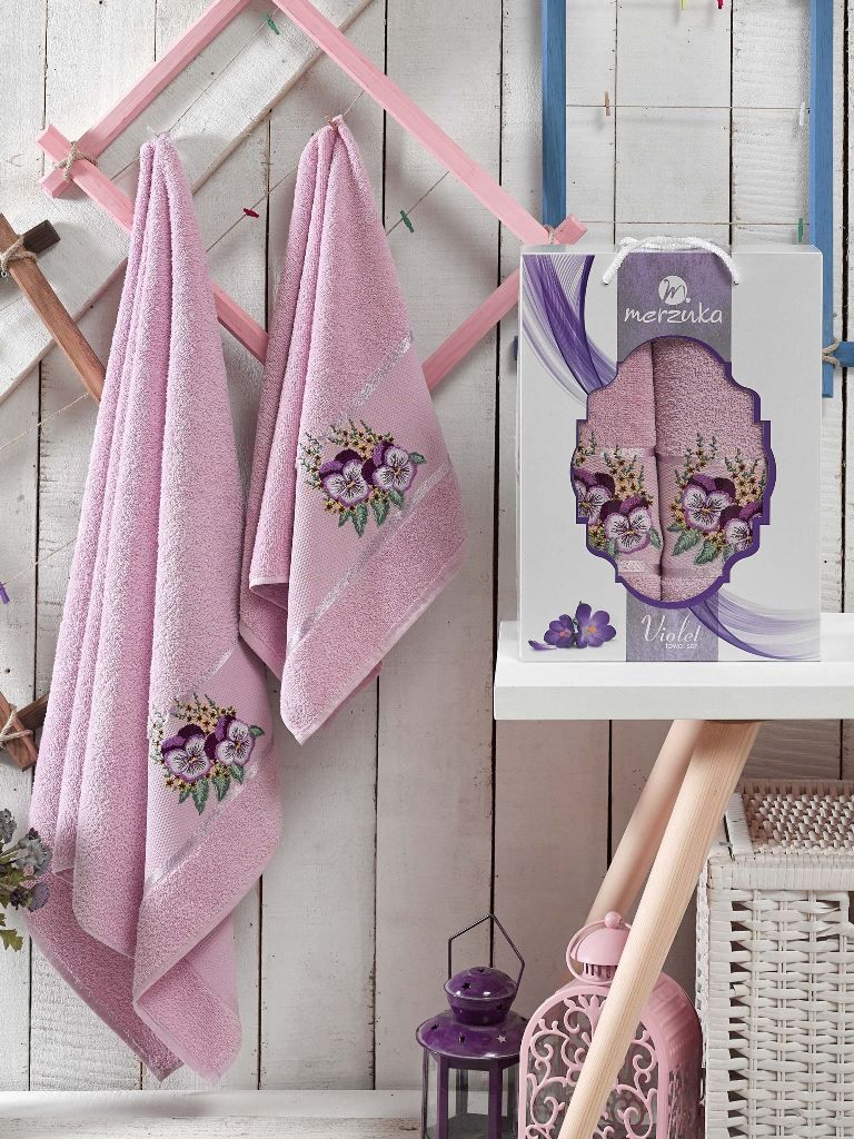 9331 Сиреневый VIOLET (50х80+70х130 ) в коробке Набор полотенец MERZUKA