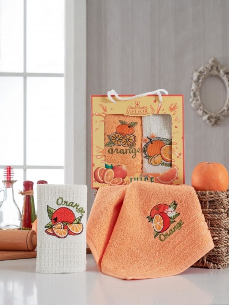 9660 Апельсин М (30х50)х2шт в коробке Набор кухонный Метеор