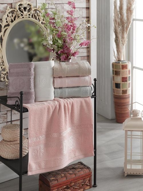 9686 SOFT Полотенце Бамбук 70х140 (6) TWO DOLPHINS