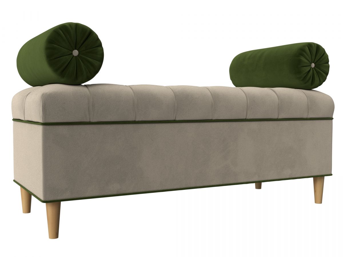 113671 Банкетка Глория | микровельвет | бежевый, зеленый