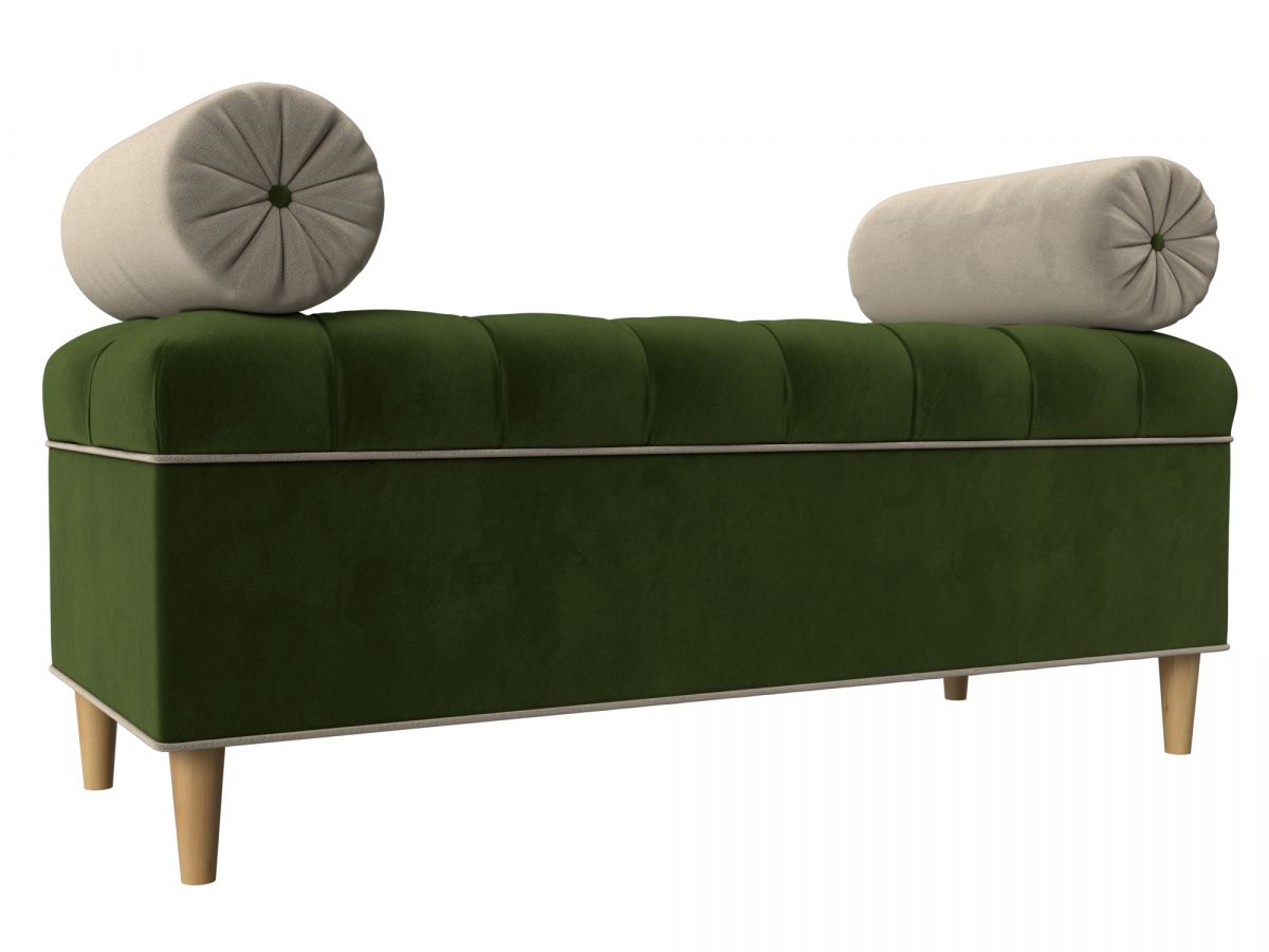 113675 Банкетка Глория | микровельвет | зеленый, бежевый