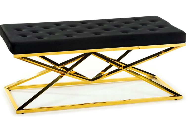 Банкетка мягкая, СЕРАЯ ХАКИ HLR-24 велюр, основание метал золото BBS-1000