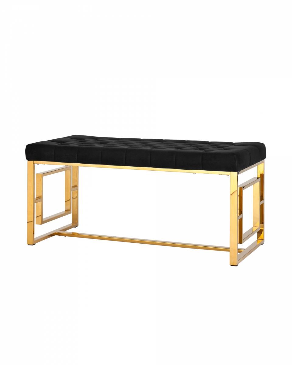 Банкетка-скамейка БРУКЛИН велюр черный сталь золото