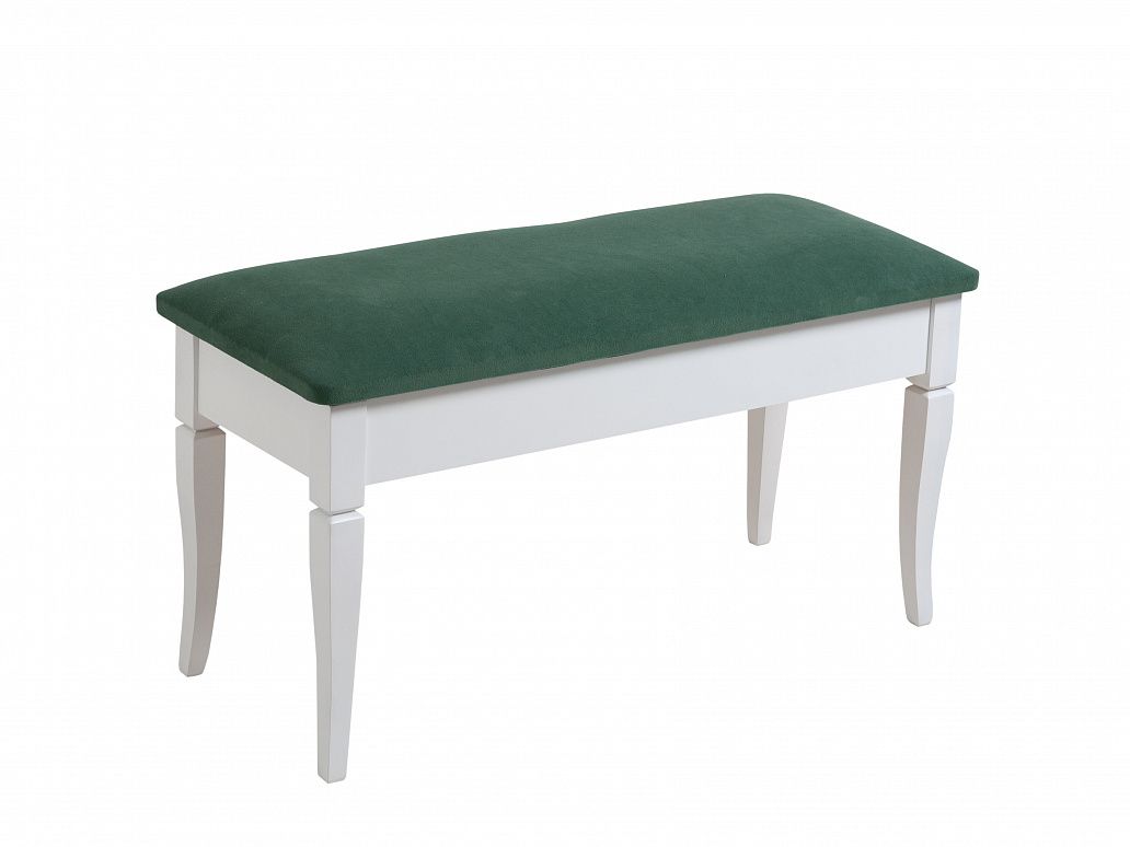 Банкетка Вивальди М с ящиком белый, ткань зеленый