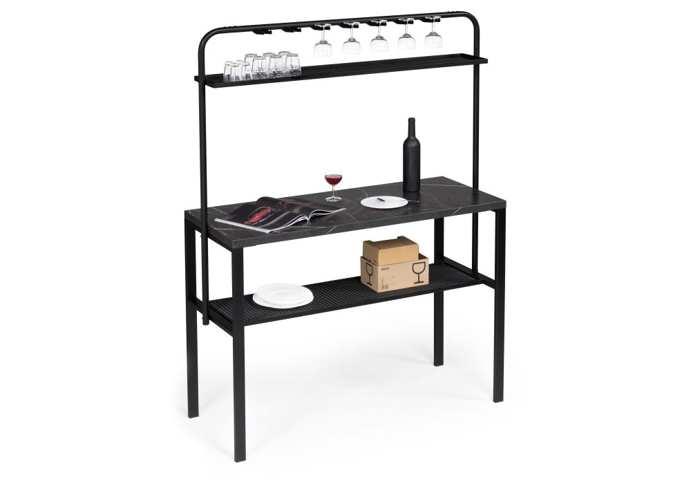 Стол Нари 125х50х171 файерстоун - черный матовый