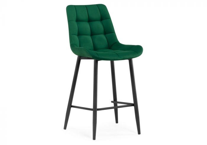 Барный стул Алст велюр зеленый - черный