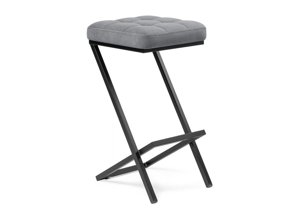 Барный стул Амаури микровелюр катания сильвер - черный