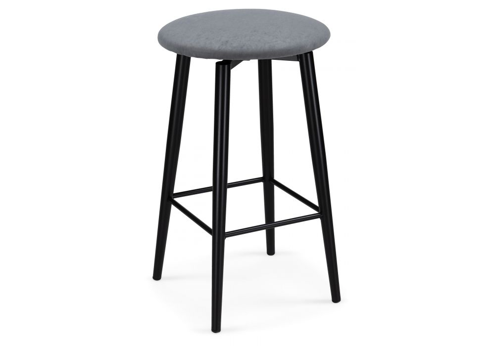 Барный стул Гангток крутящийся сильвер - черный матовый