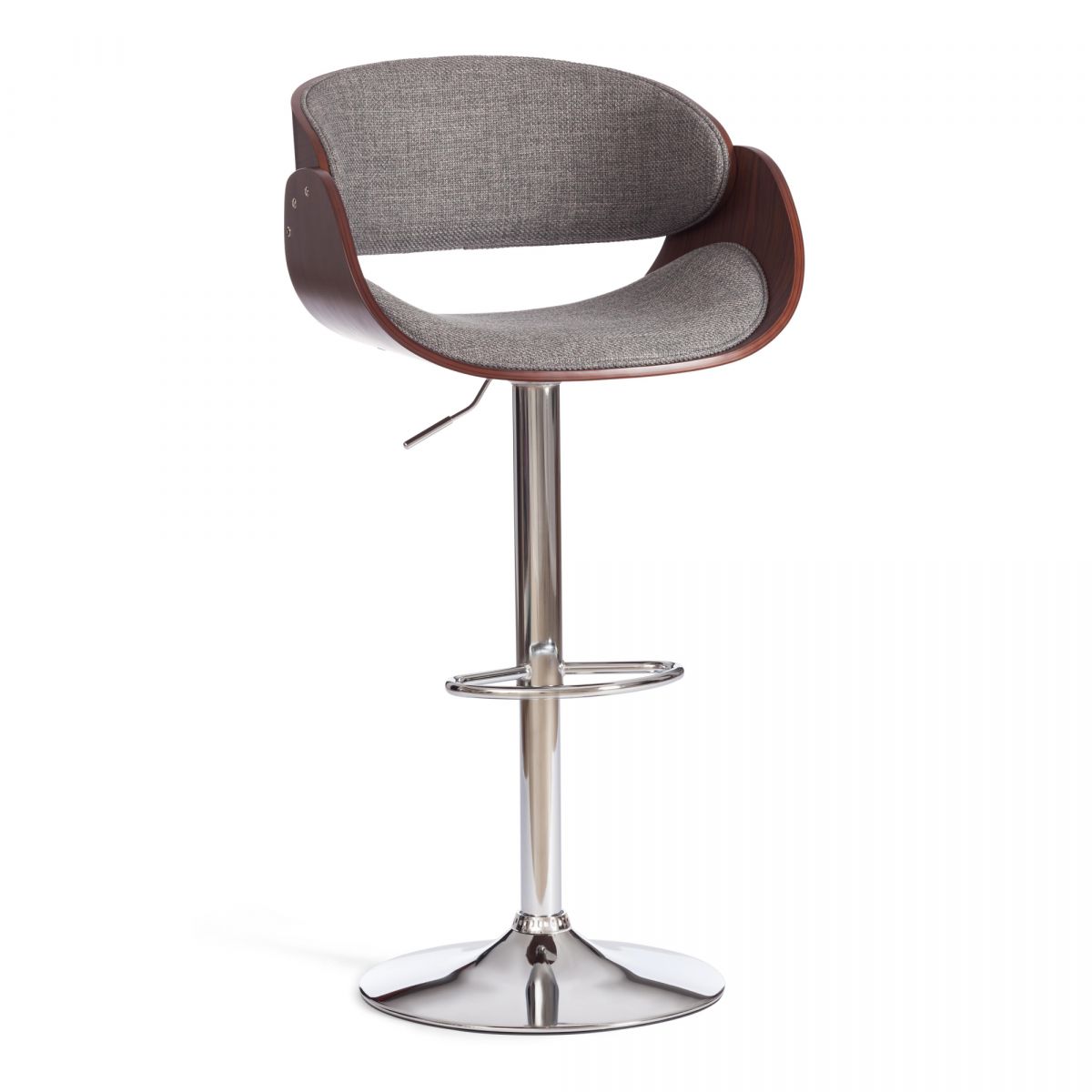 Барный стул LANDO (mod.4036) металл-дерево-ткань, 59х51х93-114 см, высота сиденья 62-83 см, серый-ор