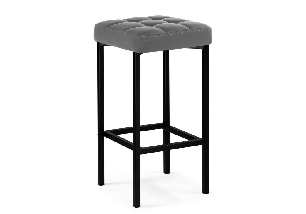 Барный стул Лофт кож.зам. темно-серый - черный матовый