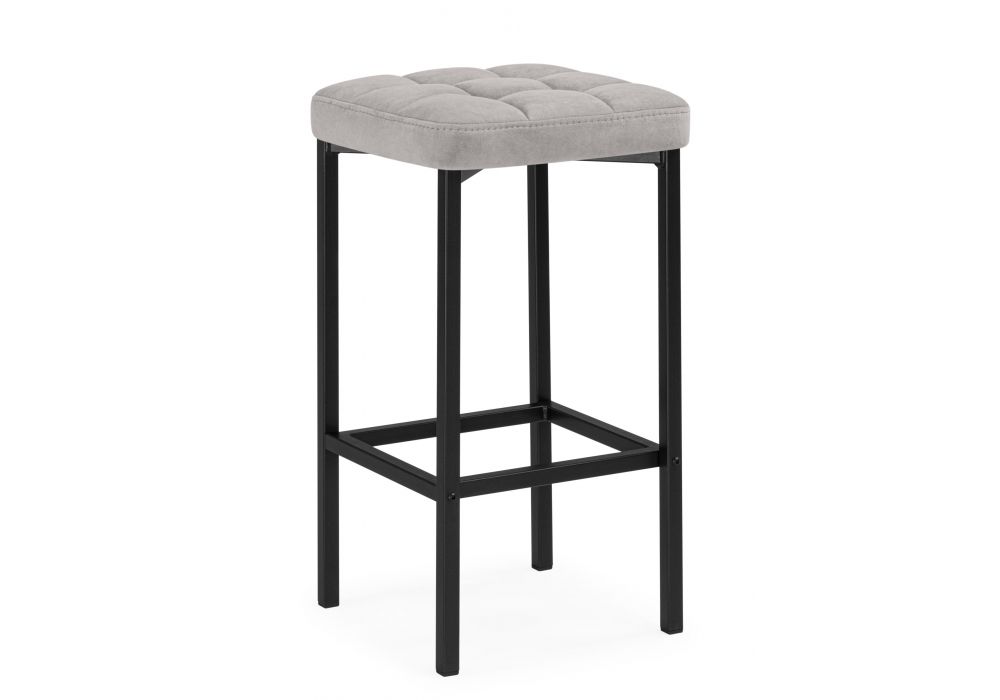 Барный стул Лофт серый (катания сильвер) - черный