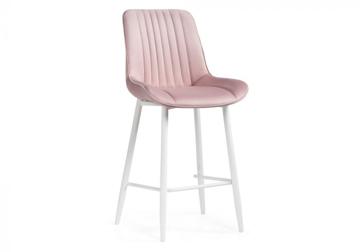 Барный стул Седа велюр розовый - белый