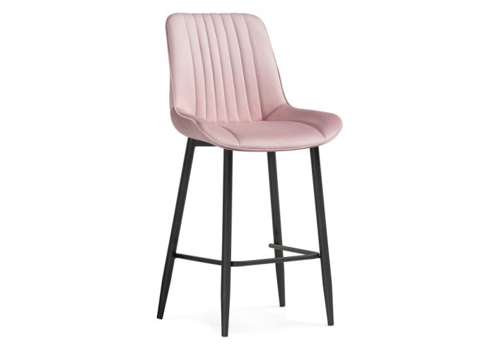 Барный стул Седа велюр розовый - черный