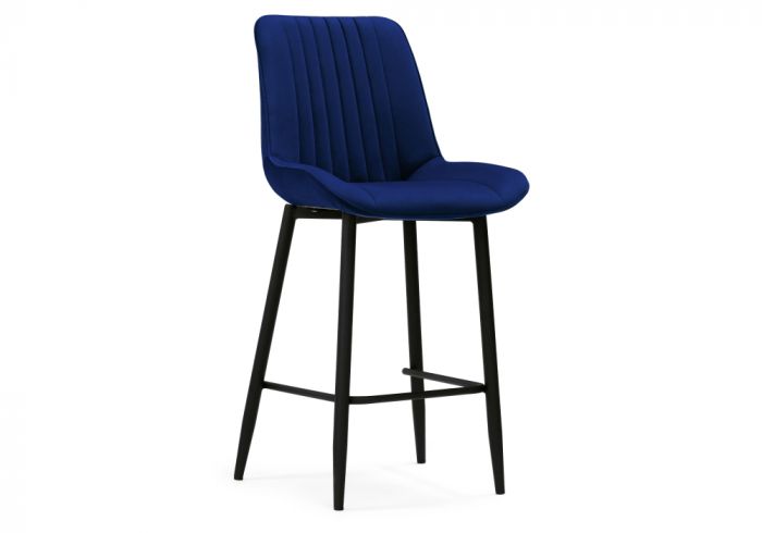 Барный стул Седа велюр синий - черный