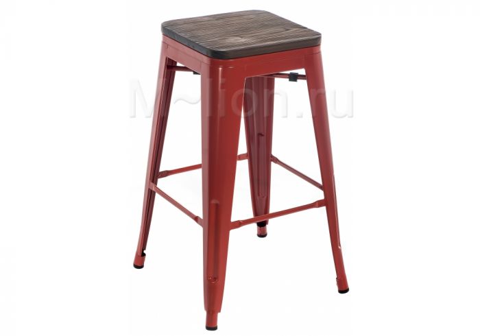 Барный стул Tolix Bar wood CColl T-2103B-26 red - brown walnut