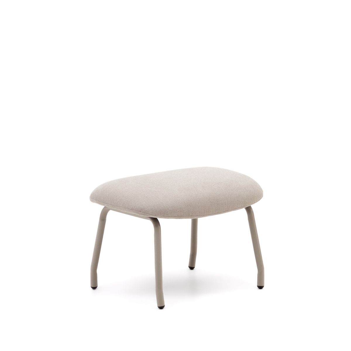 Belina Пуф для ног из бежевой синели и стали с белой отделкой